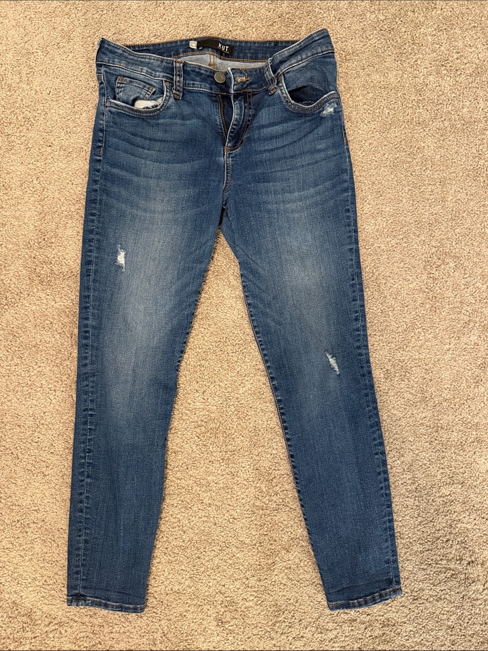Kut from the Kloth Women's Dark Blue Skinny Jeans with Light Distressing